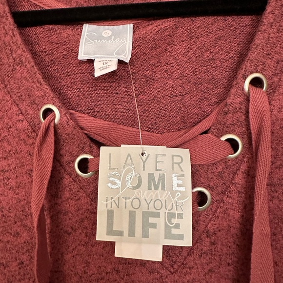 Dress Barn Sunday Women’s Rose V-Neck Knit Top NWT Size 1X Rose Kni - Picture 6 of 10